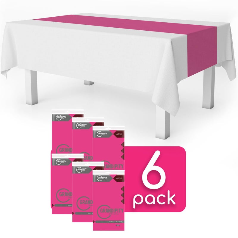 Grandipity Hot Pink 6 Pack Premium Disposable Plastic Table Runner 14 x 108 Inch. Table Runner for Dinner Parties & Events by Grandipity - Image 2